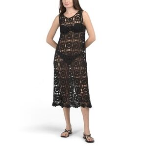 ADIVA Crochet Swim Cover Up Dress. Black. Size XL. New.